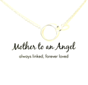 Sterling silver necklace with "Mother to an Angel always linked forever loved"