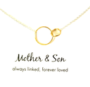 Sterling silver necklace with gold plated circles "Mother & Son"