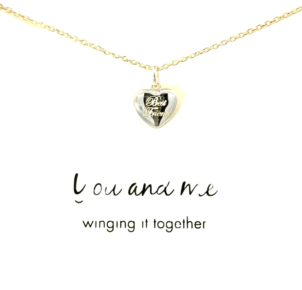 Sterling silver necklace with heart pendant "you and me"