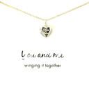Sterling silver necklace with heart pendant "you and me"