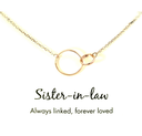 Sterling silver necklace with linked rose gold plated circles centre "Sister-in-law"