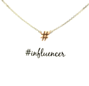 Sterling silver necklace with rose gold plated hashtag "influencer"
