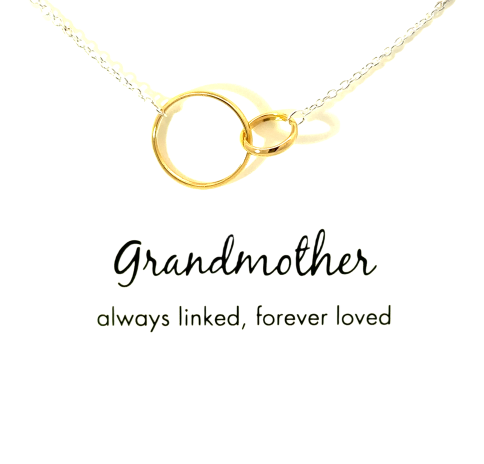 Sterling silver with gold plated linked circled in the centre "Grandmother"