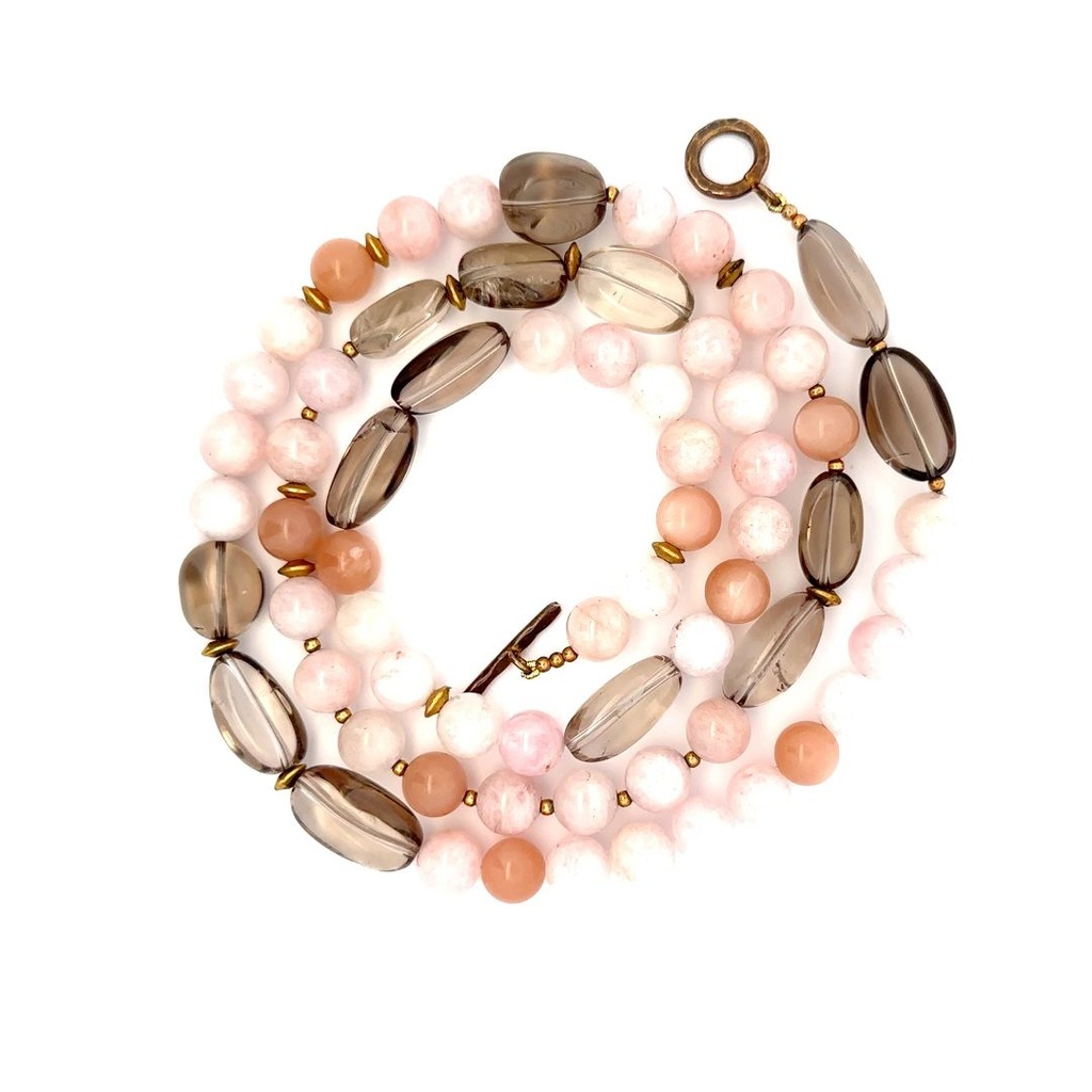 Morganite & Smoky Quartz Necklace With Beads
