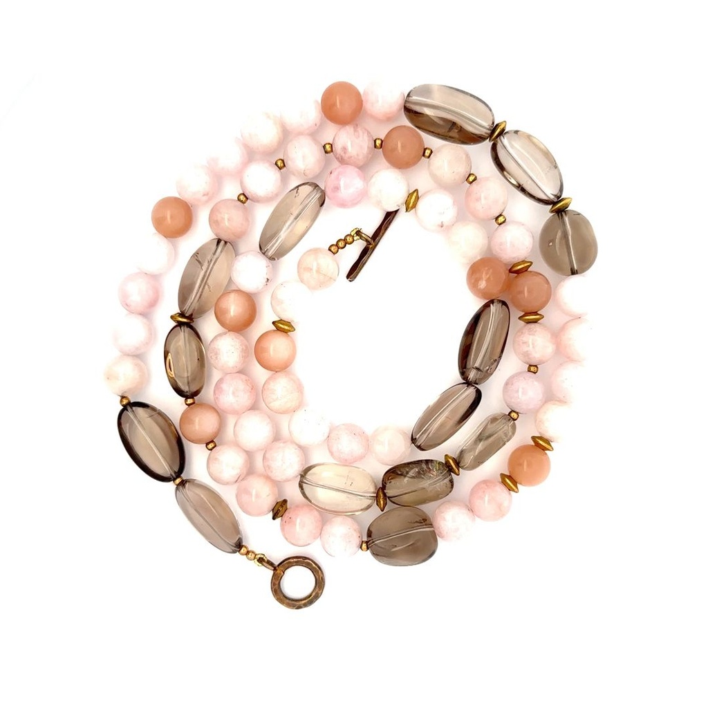 Morganite & Smoky Quartz Necklace With Beads