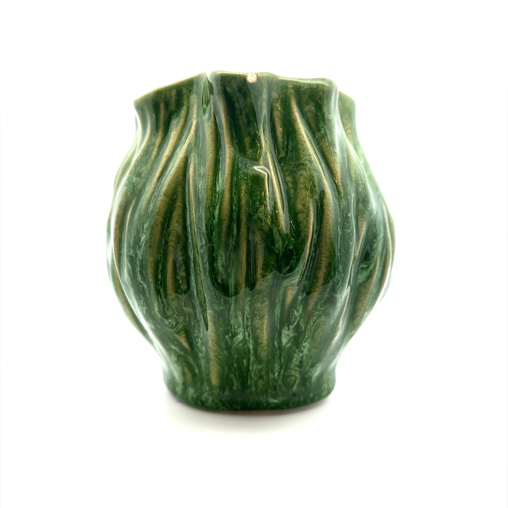 Candle In Green Organic Ceramic Pot