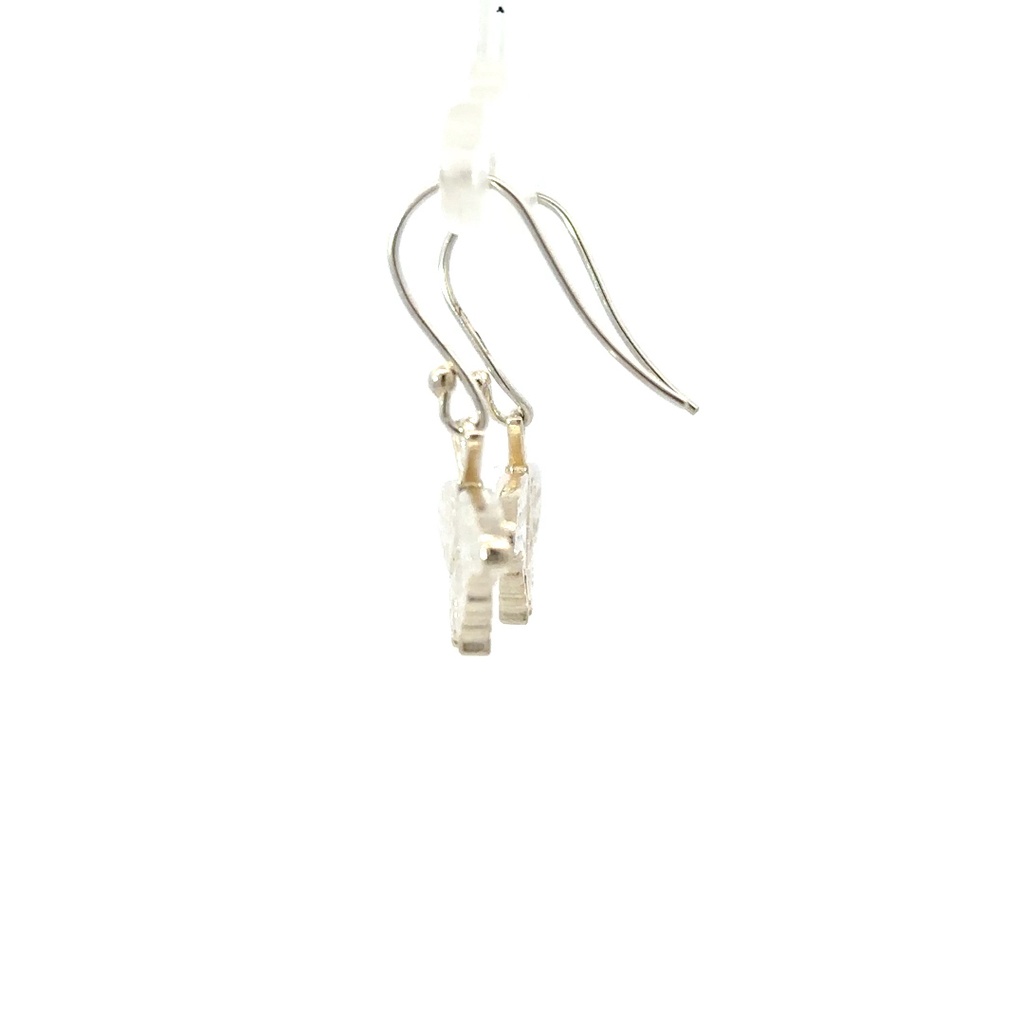 Green Triangle Butterfly Earrings In Sterling Silver