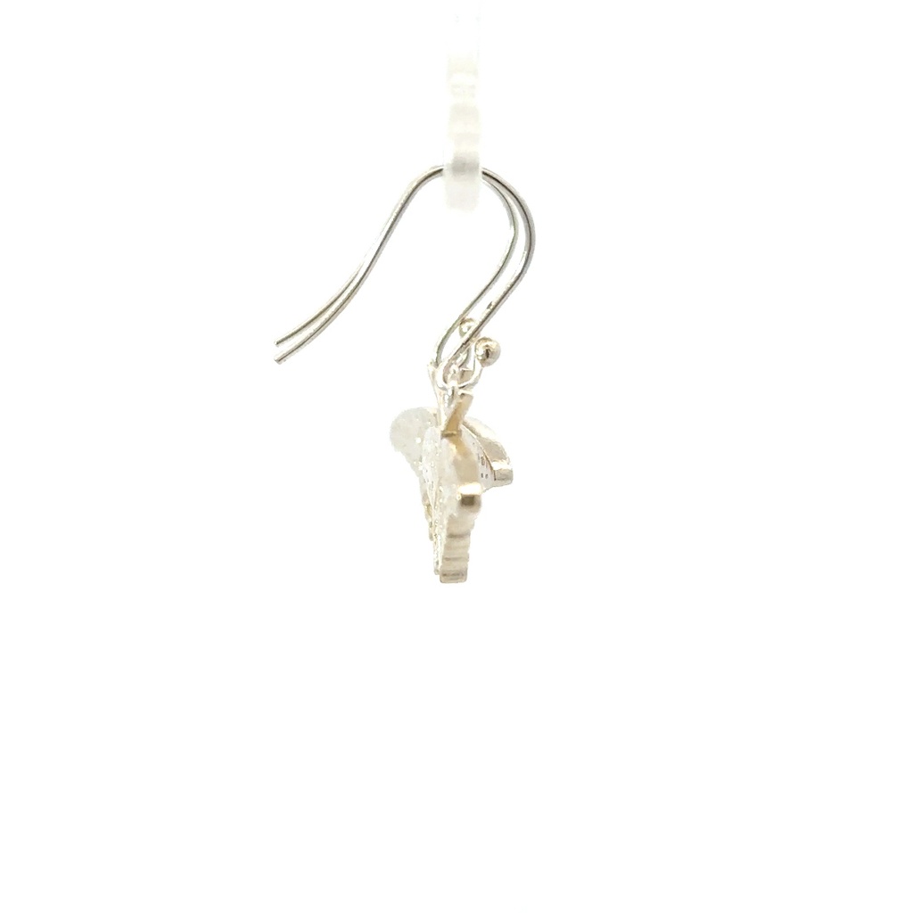 Green Triangle Butterfly Earrings In Sterling Silver