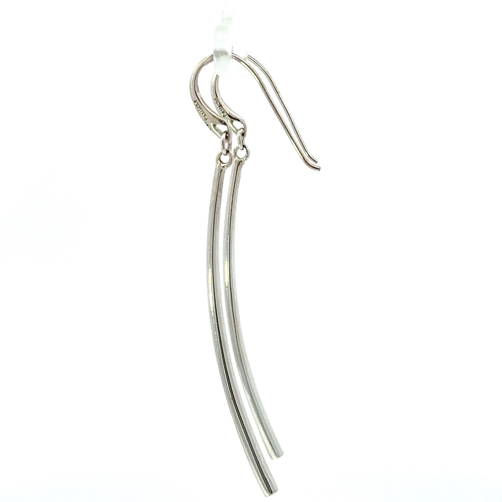 Long Curved Drop Sterling Silver Earrings