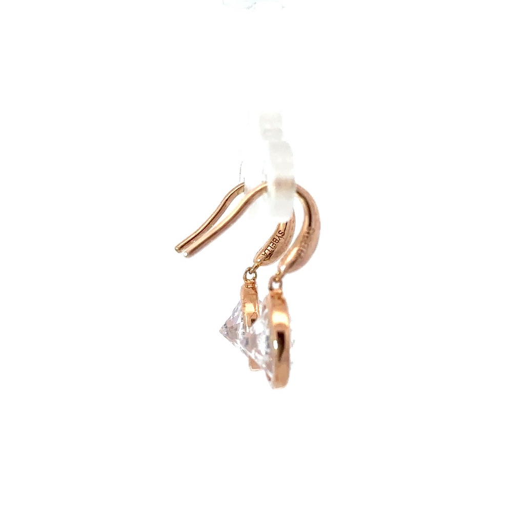 Cubic Drop Earrings In Rose Gold Plated Silver