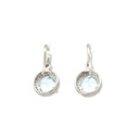 Blue Topaz And Cubic Halo Drop Earrings In Silver