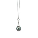 Inky Tahitian Pearl Pendant With Diamond Detail Bail 18K