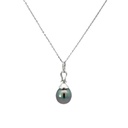 Inky Tahitian Pearl Pendant With Diamond Detail Bail 18K