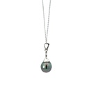 Inky Tahitian Pearl Pendant With Diamond Detail Bail 18K
