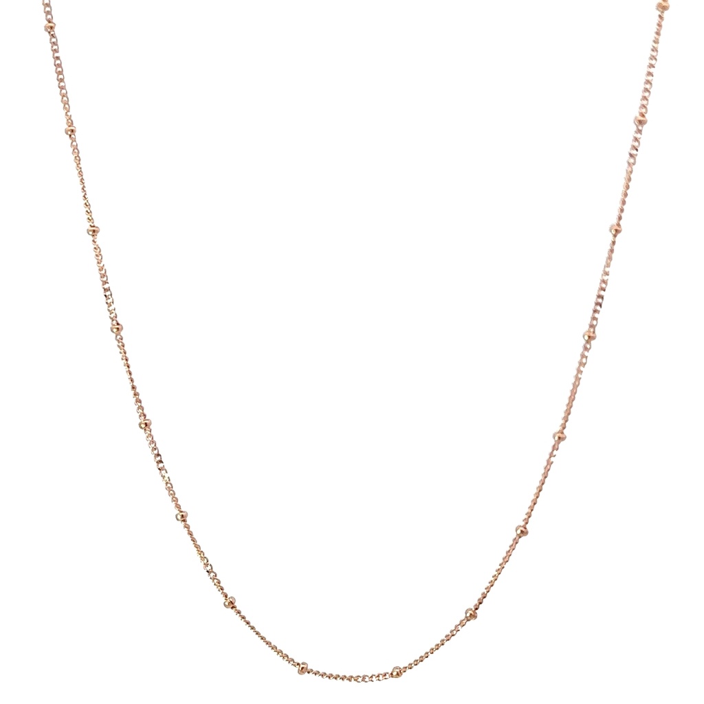 9K Pink Gold Diam Cut Curb/Ball Chain