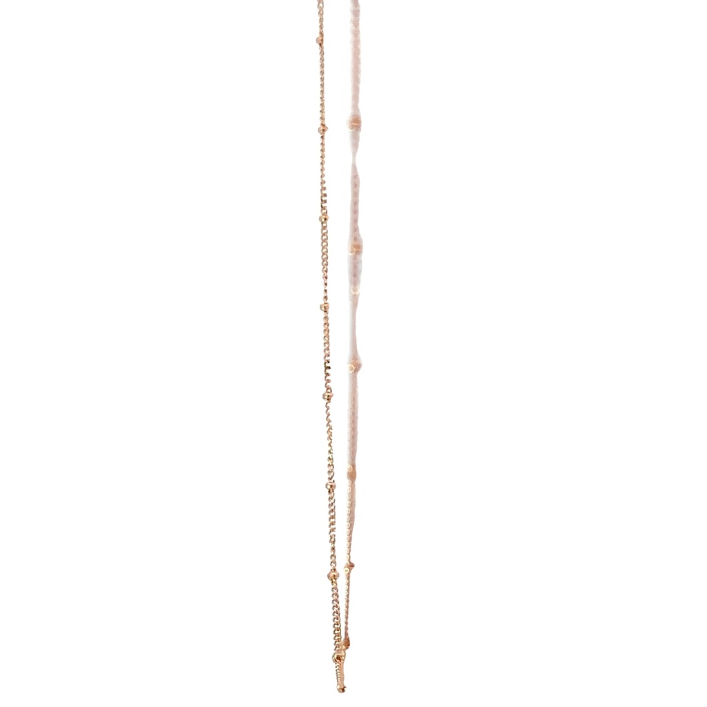 9K Pink Gold Diam Cut Curb/Ball Chain