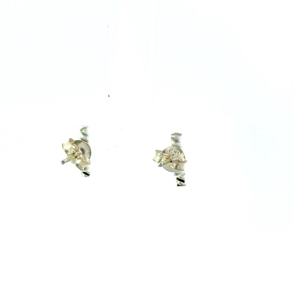 Twisted Bar Stud In Sterling Silver