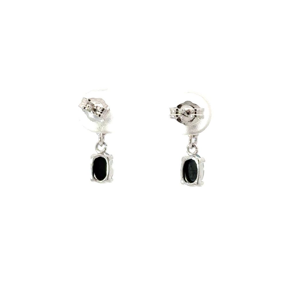 Sterling Silver 4-claw Triplet Oval Drop Opal Earrings