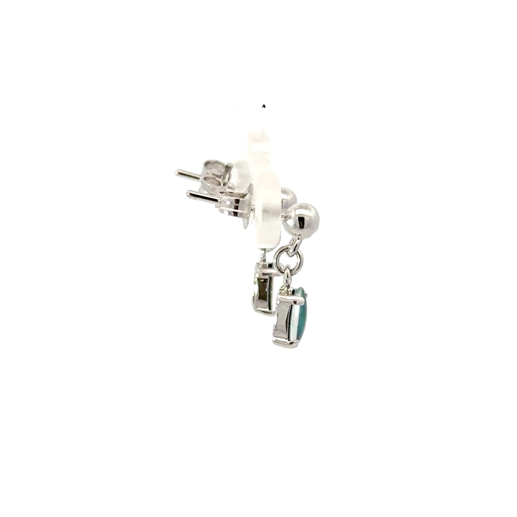 Sterling Silver 4-claw Triplet Oval Drop Opal Earrings