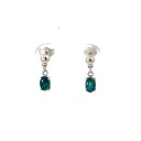 Sterling Silver 4-claw Triplet Oval Drop Opal Earrings