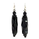 Sterling Silver Carved Jet Drop Earrings
