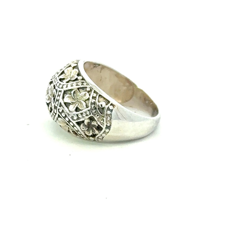 Intricate Design With Frangipani's Silver Ring