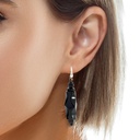 Sterling Silver Carved Jet Drop Earrings