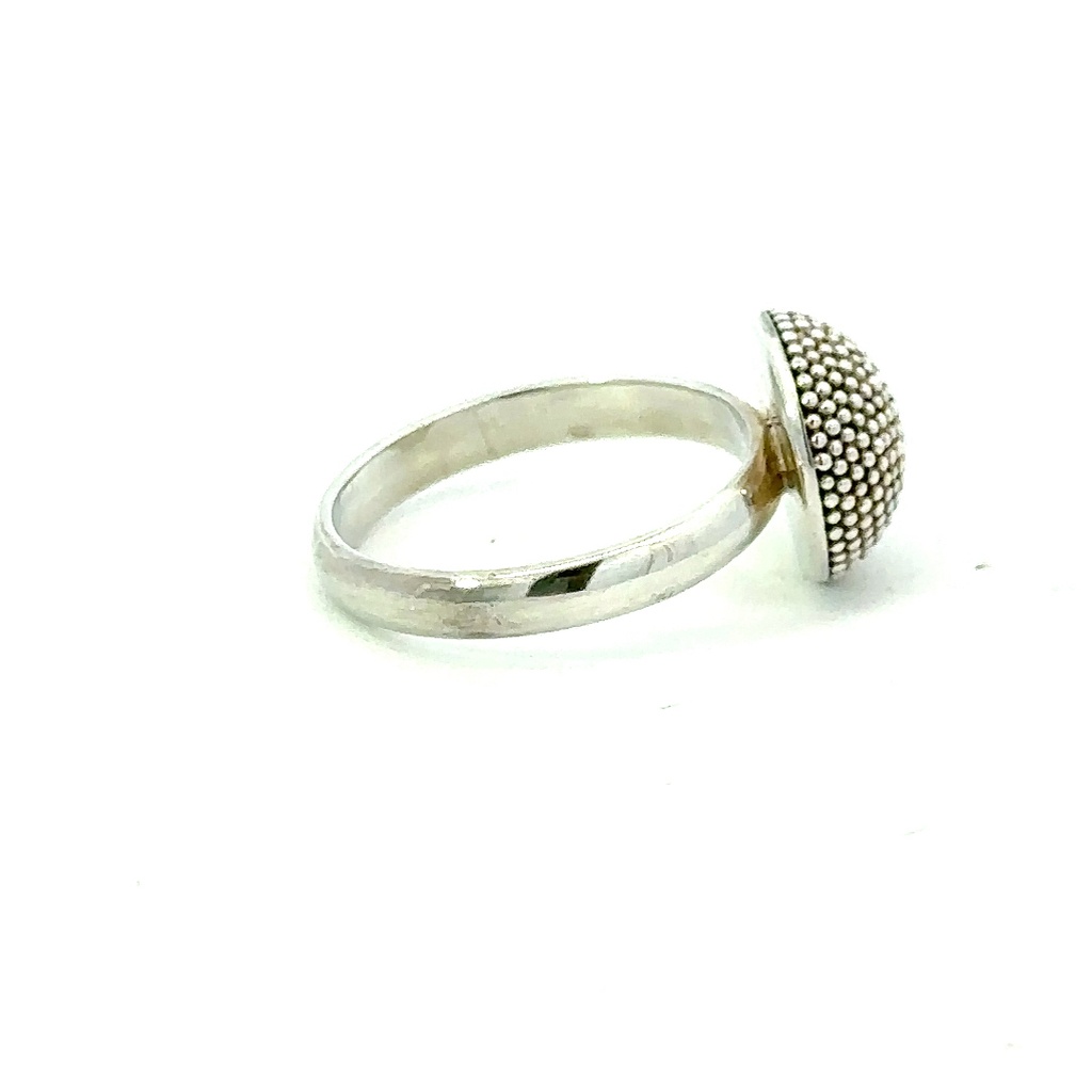Granulation Domed Top Ring In Silver