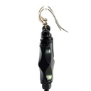 Sterling Silver Carved Jet Drop Earrings
