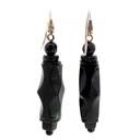 Sterling Silver Carved Jet Drop Earrings