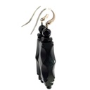 Sterling Silver Carved Jet Drop Earrings