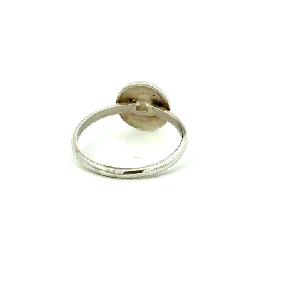 Intaglio Bird With In A Disc On A Silver Ring