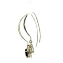 Onyx Drops On Long Silver Hook Earrings