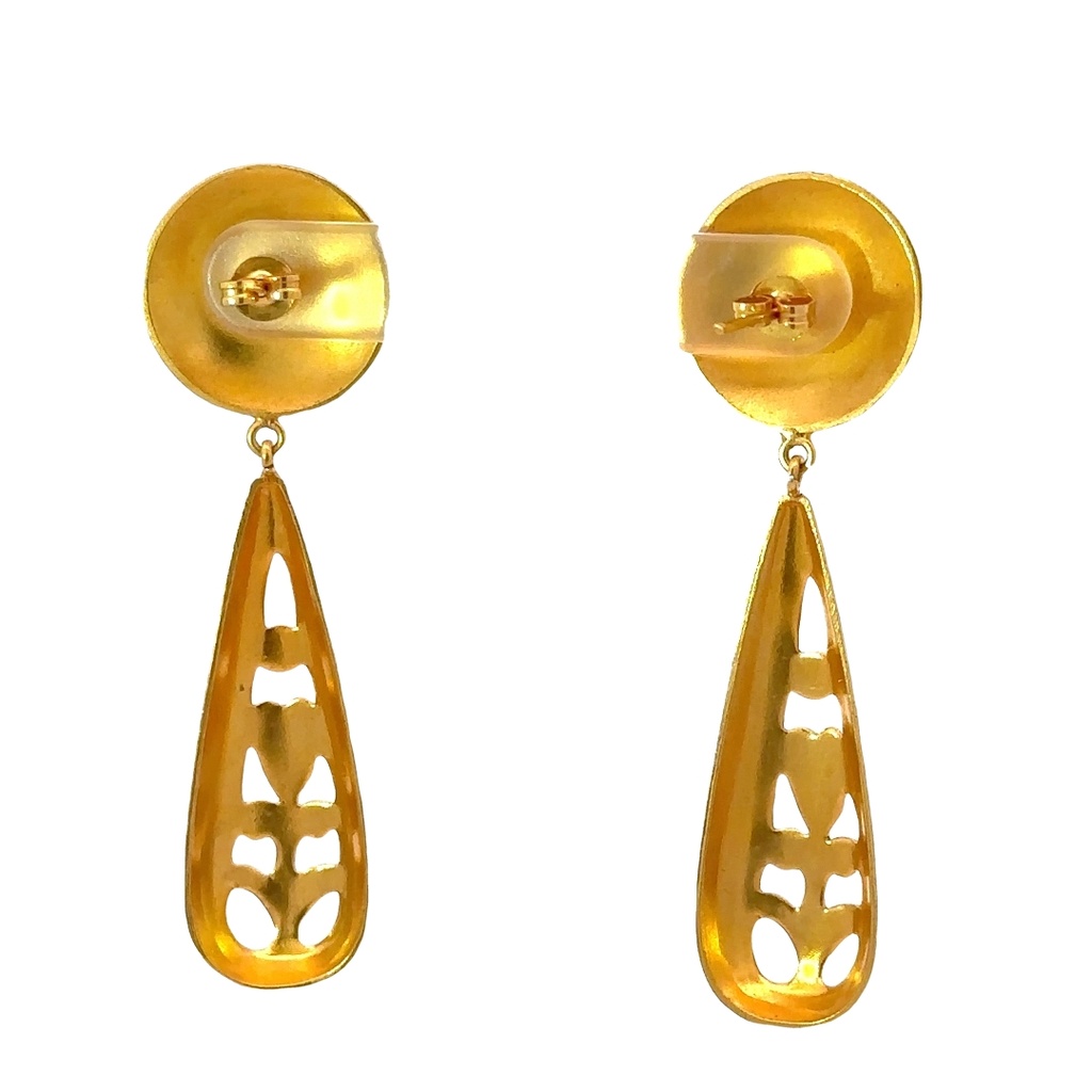 Gold Plated Brass Disc Stud & Cut-Out Drop
