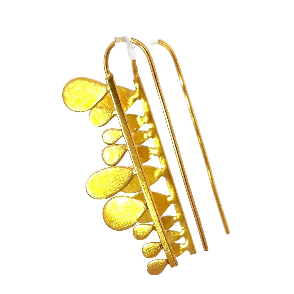 Matte Finished Gold Plated Drop Earrings