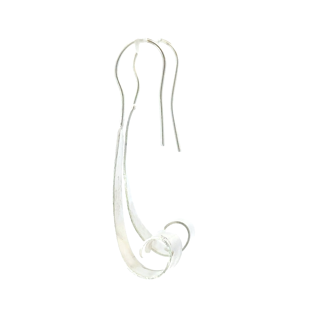 Satin Finished Sterling Silver Drop Earrings