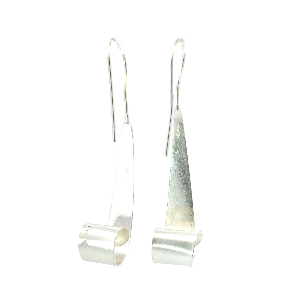 Satin Finished Sterling Silver Drop Earrings
