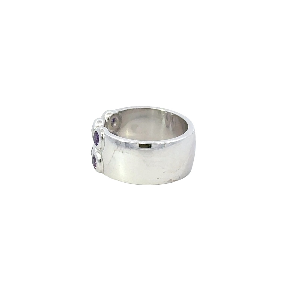 Purple Sapphire Ring In 18ct White Gold