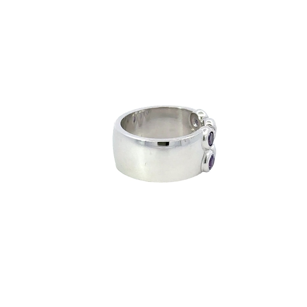 Purple Sapphire Ring In 18ct White Gold