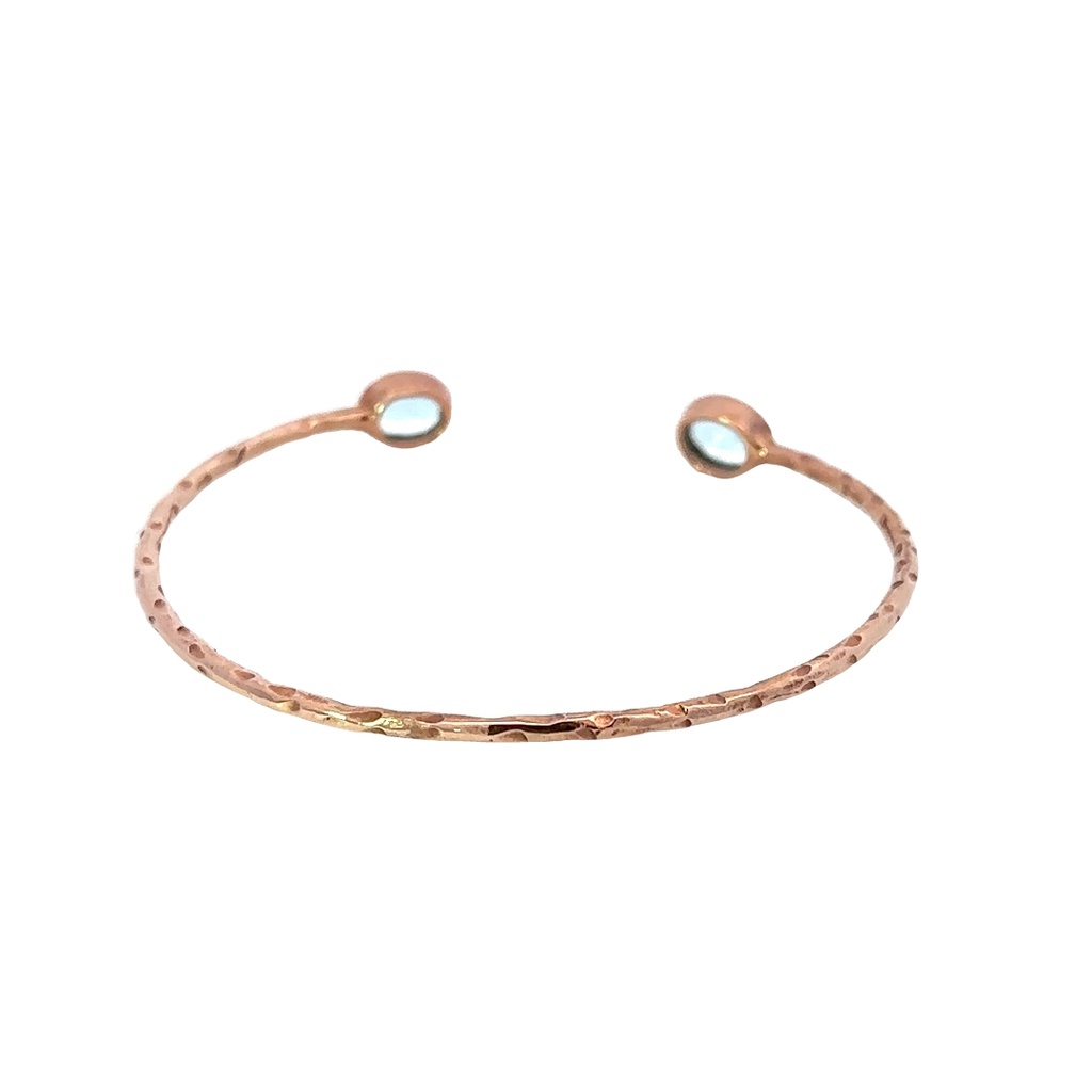Rose gold Plated Cuff With Ends Set With Topaz