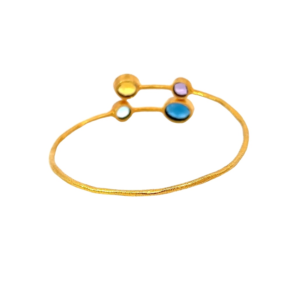 Gold Plated Cuff Set With Colourful Stones