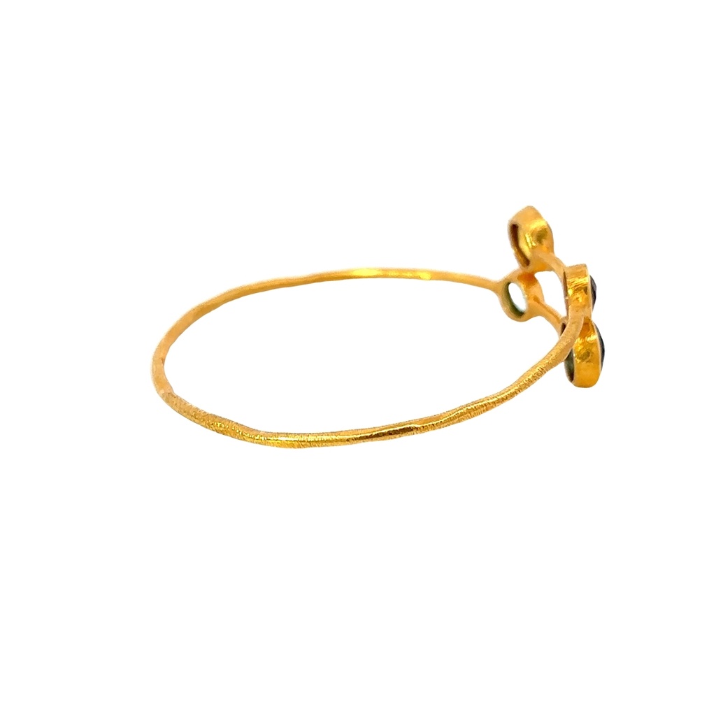 Gold Plated Cuff Set With Colourful Stones