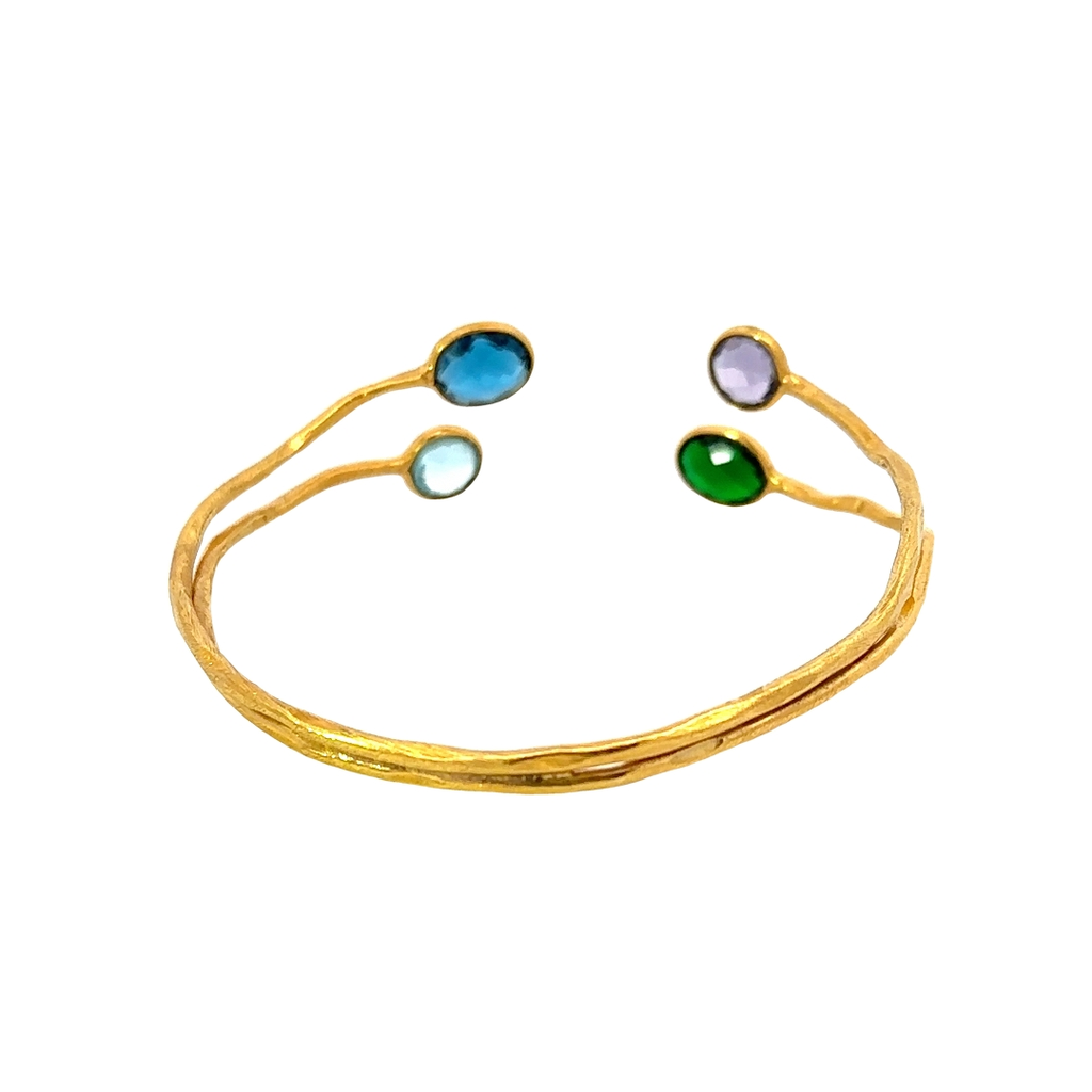 Cuff Set With Colourful Gems In Gold Plated Brass (copy)