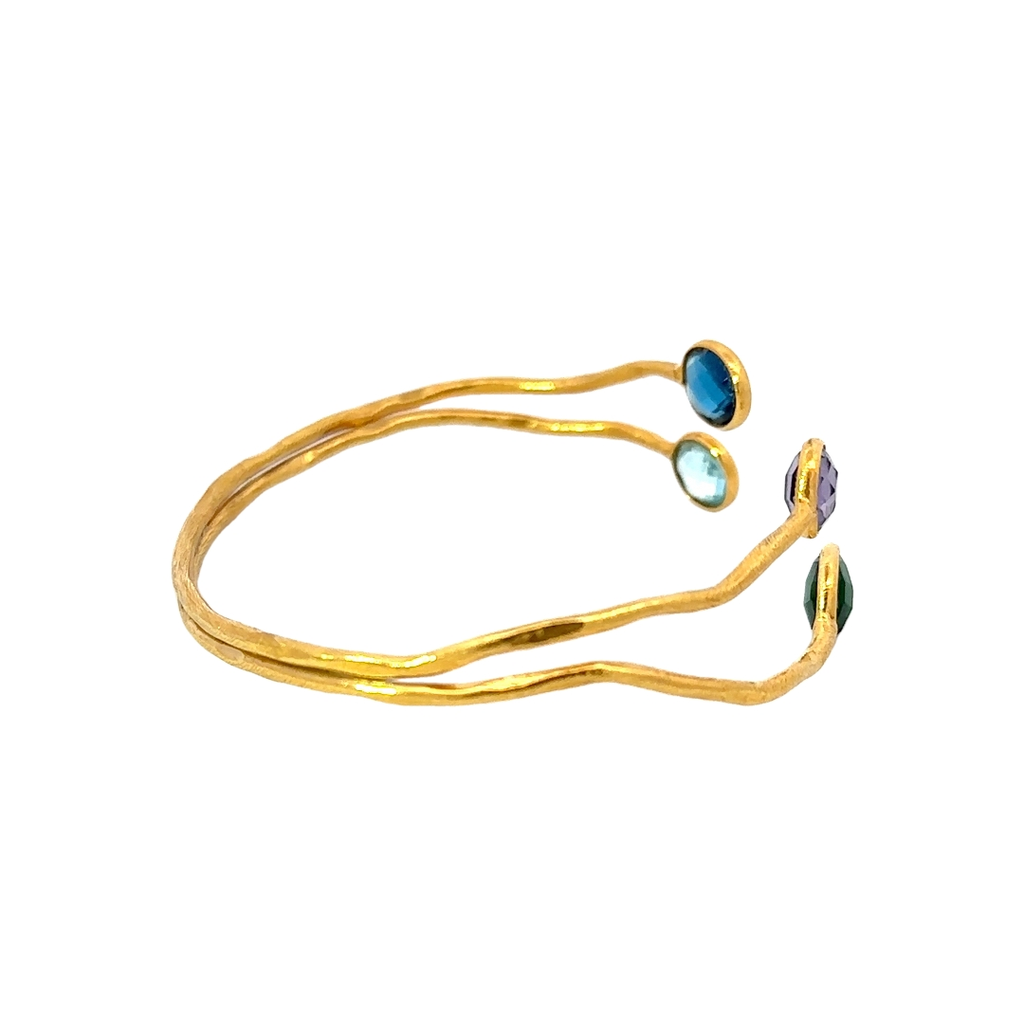 Cuff Set With Colourful Gems In Gold Plated Brass (copy)