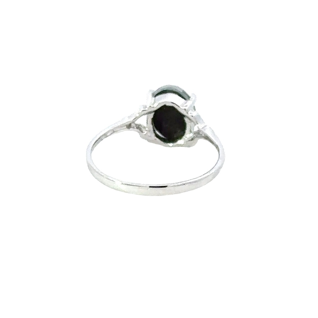 Silver Triplet Opal Ring With Blue & Green Colours