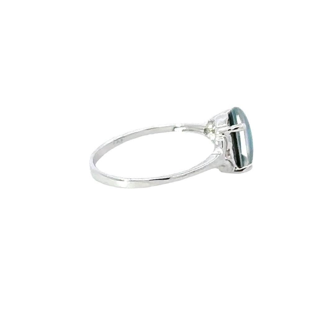 Silver Triplet Opal Ring With Blue & Green Colours