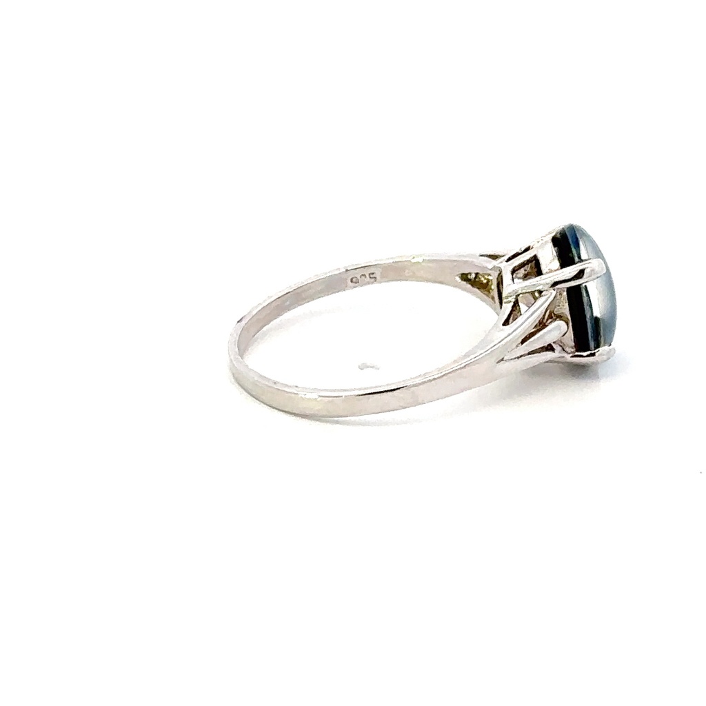 Silver Triplet Opal Ring With Blues & Greens