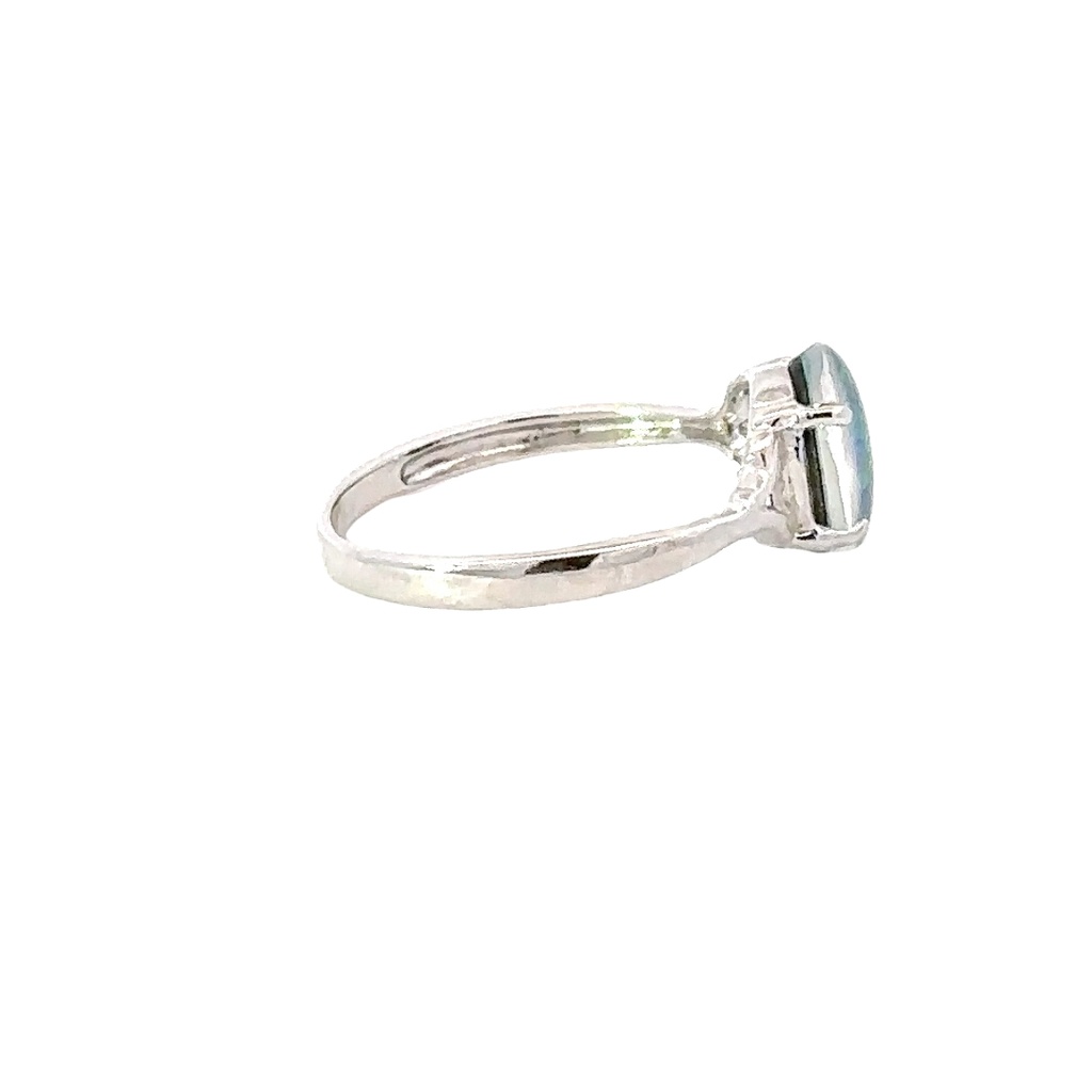 Silver Triplet Opal Ring With Multi Colours