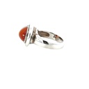 Silver Banded Cabochon Agate & Carnelian Ring