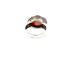Silver Banded Cabochon Agate & Carnelian Ring